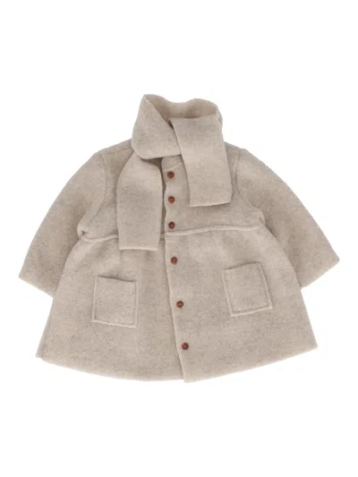 One More In The Family Kids' Girly Coat W/scarf In Neutral
