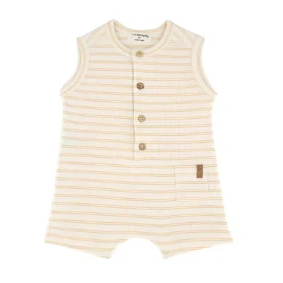 One More In The Family Kid's Striped Manu Romper In Peach In Neutral