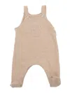 One More In The Family Overall W/feet Opened With Nickel Free Poppers In Beige