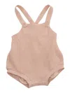 One More In The Family Short Pink Romper In Beige