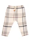 One More In The Family Tartan Patterned Trousers In Beige