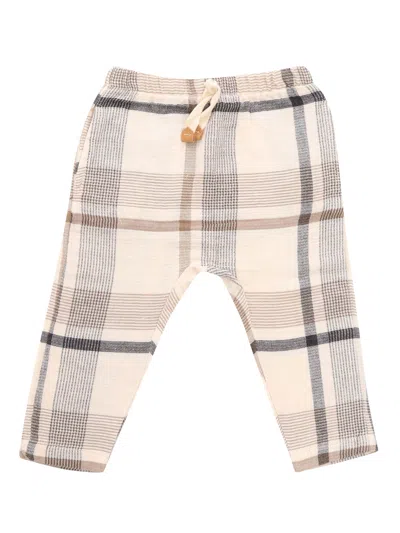 One More In The Family Tartan Patterned Trousers In Beige