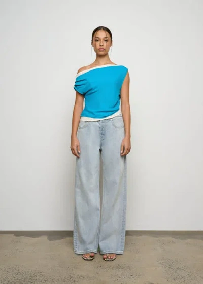 One Of Others Bardot Top In Azure/vanilla