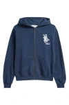 One Of These Days Barbed Graphic Zip Hoodie In Blue