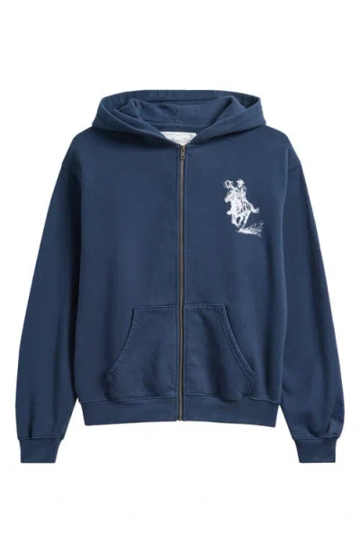 One Of These Days Barbed Graphic Zip Hoodie In Blue