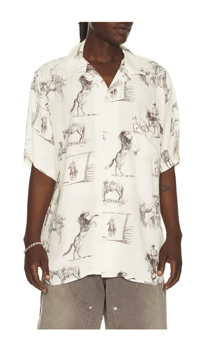 One Of These Days Charcoal Montage Camp Shirt In Brown