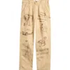 One Of These Days Cotton Graphic Painter Pants In Neutral
