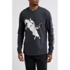 One Of These Days Fallin Rain Long Sleeve Graphic T-shirt In Washed Black