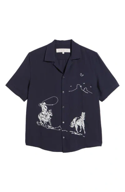 One Of These Days Into The Distance Camp Shirt In Navy