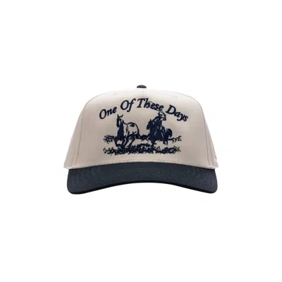 Pre-owned One Of These Days Just For A Moment 5 Panel Hat 'navy/natural' | Blue | Men's Size Onesize