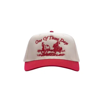Pre-owned One Of These Days Just For A Moment 5 Panel Hat 'red/natural' | Men's Size Onesize