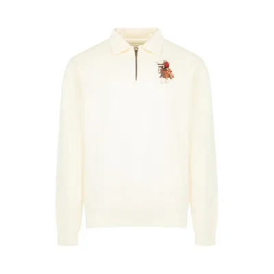 Pre-owned One Of These Days Lasso Sport Quarter Zip 'bone' | White | Men's Size L