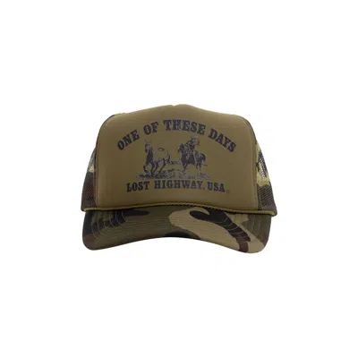 Pre-owned One Of These Days Lost Highway Foam Trucker Hat 'dark Green Camo' | Men's Size Onesize