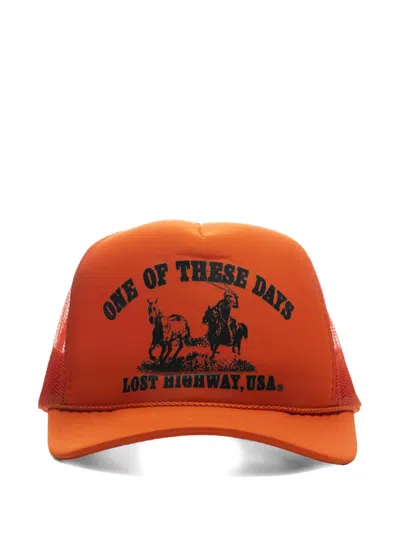 One Of These Days Lost Highway Graphic-print Cap In Orange