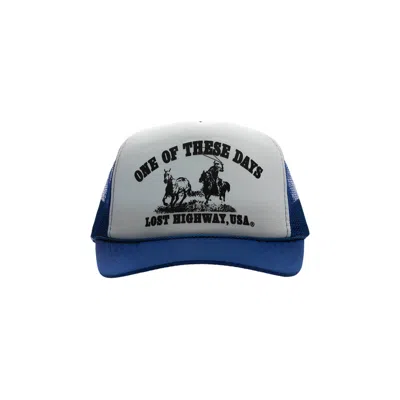 Pre-owned One Of These Days Lost Highway Trucker 'royal Blue/white' | Men's Size Onesize