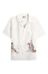 One Of These Days Remember Me Linen Camp Shirt In White