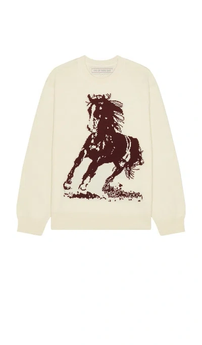 One Of These Days Running Horse Knit Sweater In Oatmeal