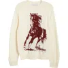 One Of These Days Running Horse Wool Blend Sweater In Oatmeal