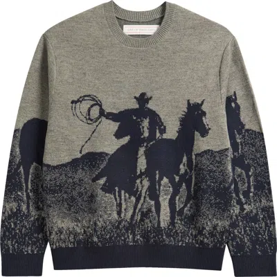 One Of These Days Spirit Of The Plains Crewneck Sweater In Gray
