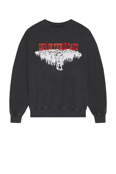 One Of These Days Stampede Crew Neck Sweatshirt In Washed Black