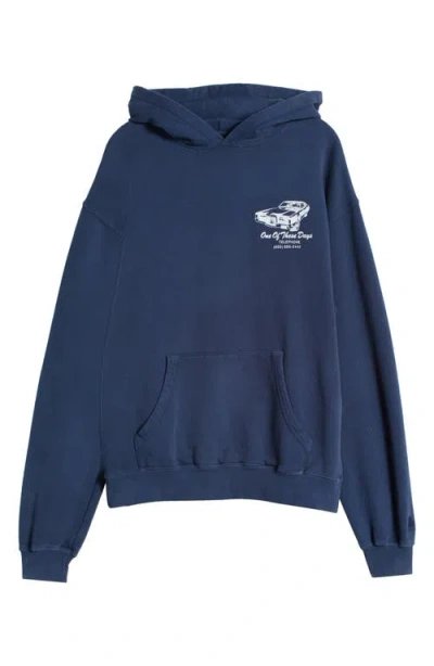 One Of These Days Tire Service Pullover Hoodie In Washed Navy