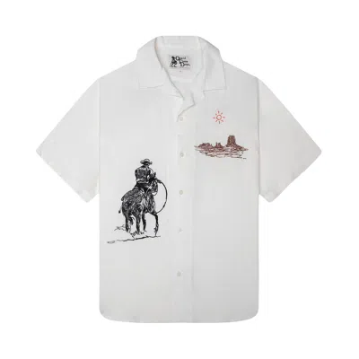 Pre-owned One Of These Days Tomorrow Has Already Spoken Camp Shirt 'bone' | White | Men's Size L