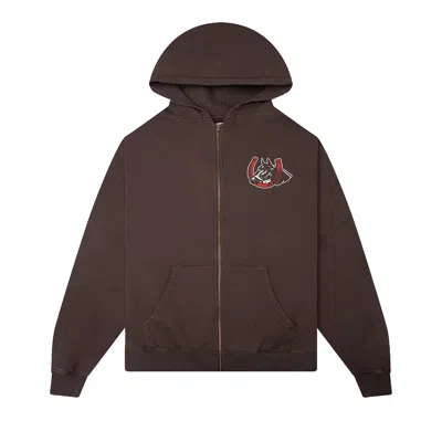 Pre-owned One Of These Days Valley Riders Zip Up Hoodie 'sun Faded Washed Brown' | Men's Size M