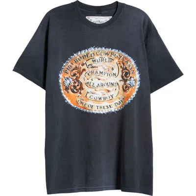 One Of These Days World Champions Graphic T-shirt In Sun Faded Black