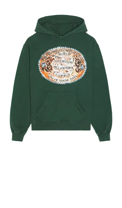 One Of These Days World Champions Hoody In Washed Forest Green