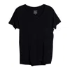 One Of Us Women's Black Dennis Helps Maya V Neck Raw Edge T-shirt - Ash In Black