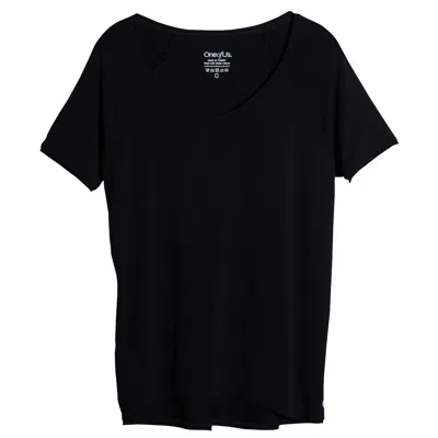 One Of Us Women's Black Maya Works Hard V Neck T-shirt - Ash