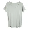 One Of Us Women's Green Dennis Helps Maya V Neck Raw Edge T-shirt - Sage In Green