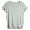 One Of Us Women's Green Maya Works Hard V Neck T-shirt - Sage In Green