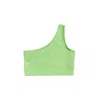 One Of Us Women's Green Terry Looks Chic Towelling One-shoulder Bralette - Lime In Green