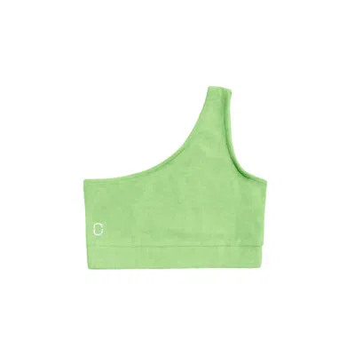 One Of Us Women's Green Terry Looks Chic Towelling One-shoulder Bralette - Lime