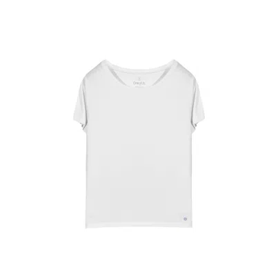 One Of Us Women's Isla Gets Comfy Premium Boat Neck T-shirt Clear White