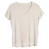 One Of Us Women's Neutrals Dennis Helps Maya V Neck Raw Edge T-shirt - Beach