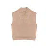 One Of Us Women's Neutrals Flary Sandy Half Zip Sleeveless Sweat - Latte In Yellow