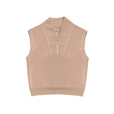One Of Us Women's Neutrals Flary Sandy Half Zip Sleeveless Sweat - Latte In Yellow
