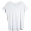 One Of Us Women's White Dennis Helps Maya V Neck Raw Edge T-shirt - Ivory In White