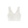 One Of Us Women's White / Neutrals Terry Looks Sweet V-neck Towelling Bralette - Cloud In White