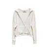 One Of Us Women's White / Neutrals Terry Looks Sweet V-neck Towelling Hoodie - Cloud In White
