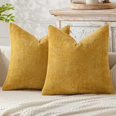 One Pack Of 2 Couch Throw Pillow Covers 18x18 Inch Neutral Gold Modern Boho Accent Decorative Pillow Cov In Yellow