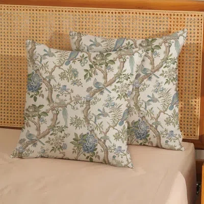 One Pillow Covers 18x18 Set Of 2 Blue Green Bird Floral Throw Pillows Vintage Blue Flowers Decorations O In Teal