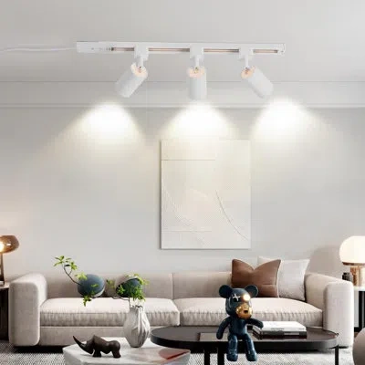 One Plug In Track Lighting With Power Cord, 4-light Gu10 Track Lighting Kit With Track Rail, Modern Kitc