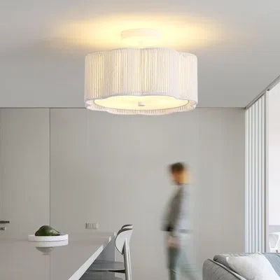 One Rattan Ceiling Light Fixtures Flush Mount,3-light Boho Light Fixtures Ceiling Mount For Bedroom,clos In White