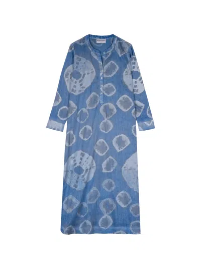 One Season Moroccan Foil Bazaar Maxi Dress In Blue