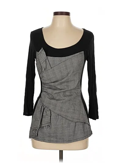 Pre-owned One September 3/4 Sleeve Top Gray Square Neckline Tops