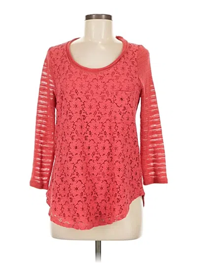 Pre-owned One September 3/4 Sleeve Top Red Scoop Neck Tops