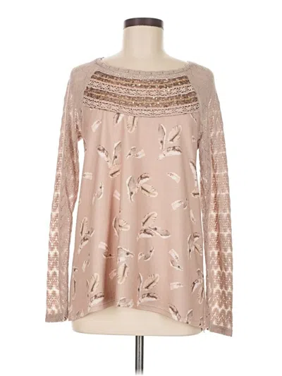 Pre-owned One September Long Sleeve Blouse In Brown